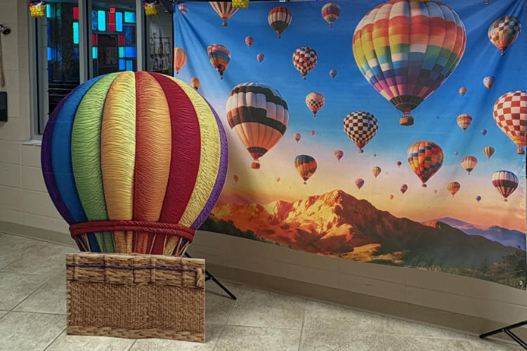 rainbow colored hot air balloon images